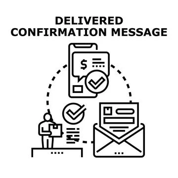 Delivering confirmation message for successful online transactions Stock Illustration