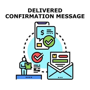 Delivering confirmation message for successful online transactions Stock Illustration