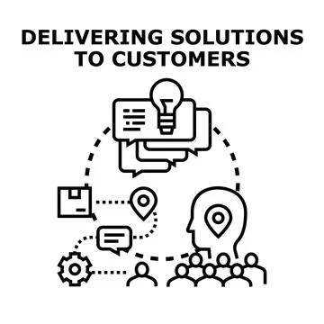 Delivering creative business solutions to customers process Stock Illustration