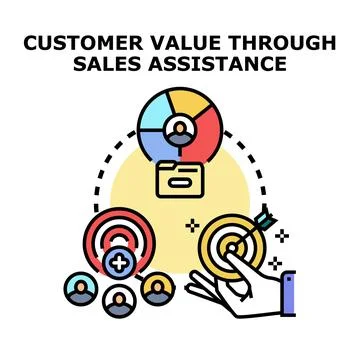Delivering customer value through sales assistance process Stock Illustration