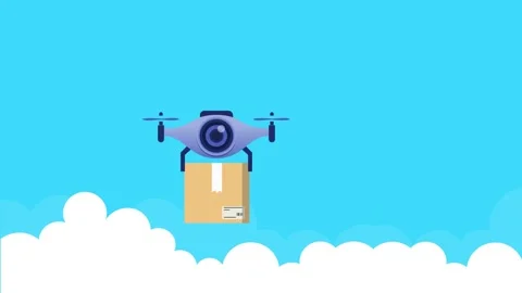 Delivering ecommerce package with Drone Delivery animation	 Stock Footage 241073112