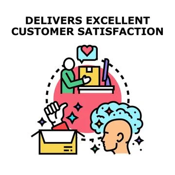 Delivering excellent customer satisfaction process concept Stock Illustration
