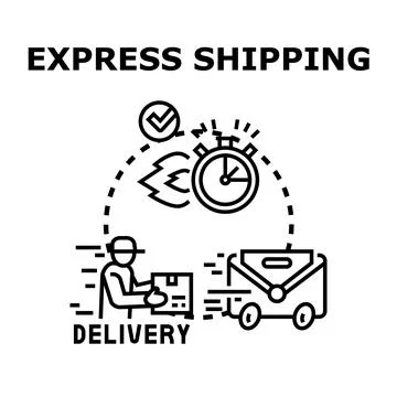 Delivering express shipping package quickly and efficiently イラスト素材
