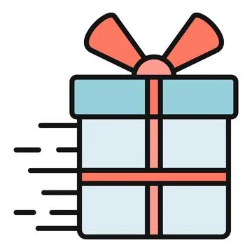 Delivering fast gift package icon showing express delivery Stock Illustration