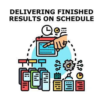 Delivering finished results on schedule concept illustration Stock-Illustration