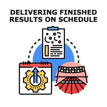 Delivering finished results on schedule concept vector Stock Illustration