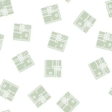 Delivering gift glyph vector seamless pattern Stock Illustration