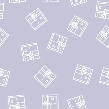 Delivering gift line vector seamless pattern 스톡 일러스트