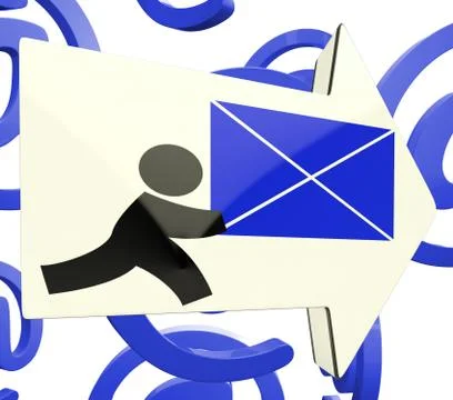 Delivering mail arrow on at background showing online delivery Stockillustratie