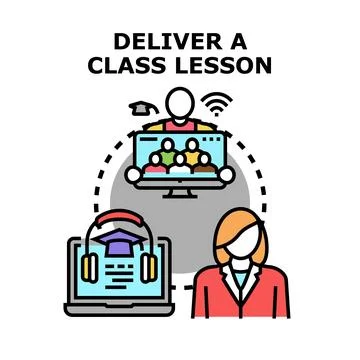 Delivering online education class lesson teaching concept Stock Illustration