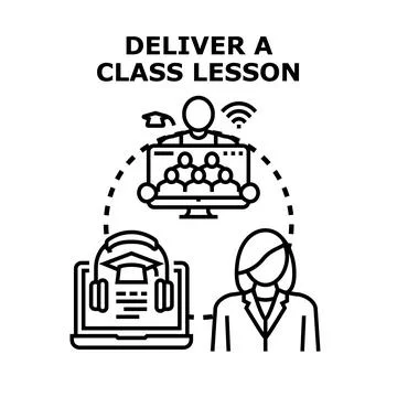 Delivering online education class lesson teaching concept Stock Illustration