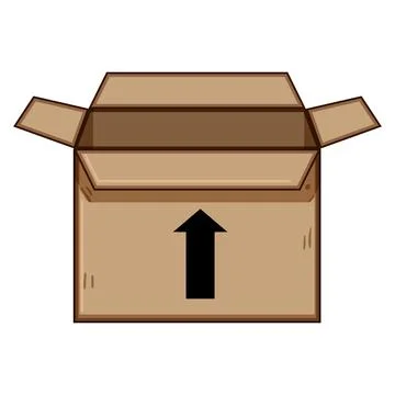 Delivering open cardboard box with up arrow symbol Illustrazione stock