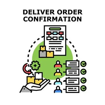Delivering order confirmation and customer fulfillment process Stock Illustration
