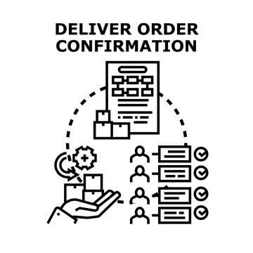 Delivering order confirmation and customer fulfillment process Stock Illustration
