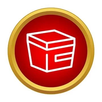 Delivering package box with gold framed red icon Stock Illustration