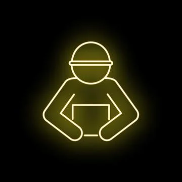 Delivering package worker with glowing neon outline icon イラスト素材
