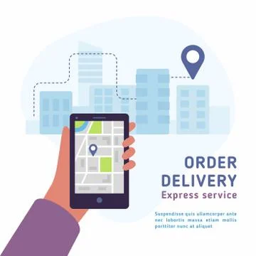 Delivering parcel gps tracking order flat design vector illustration Stock Illustration