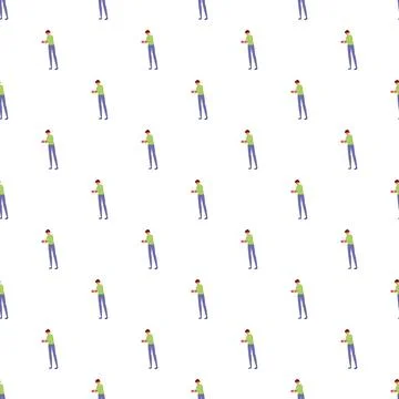 Delivering parcel seamless pattern with courier character Stock Illustration