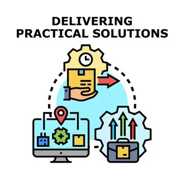 Delivering practical solutions and business service concept Stock Illustration