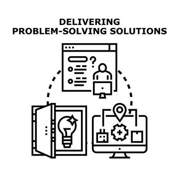 Delivering problem solving business solutions process concept Illustrazione stock