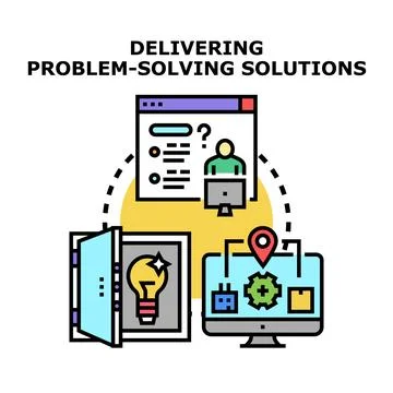 Delivering problem solving business solutions process concept イラスト素材