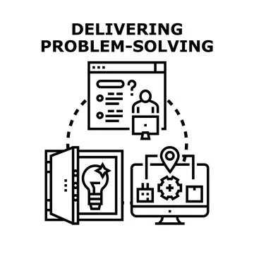 Delivering problem solving process finding business solutions 스톡 일러스트