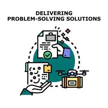 Delivering problem solving solutions with technology and strategy Stock Illustration