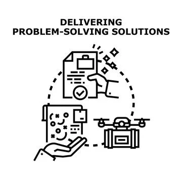Delivering problem solving solutions with technology and strategy Stock Illustration