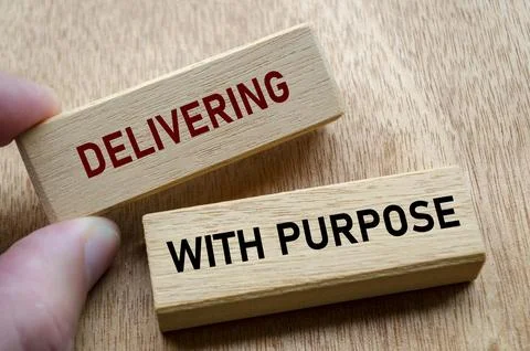 DELIVERING WITH PURPOSE takes shape as values are actively constructed, anc.. Stock Photos