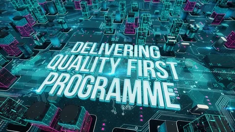 Delivering Quality First Programme digital technology hi-tech concept Stock Footage 109456260