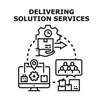 Delivering solution services concept with logistics process 스톡 일러스트