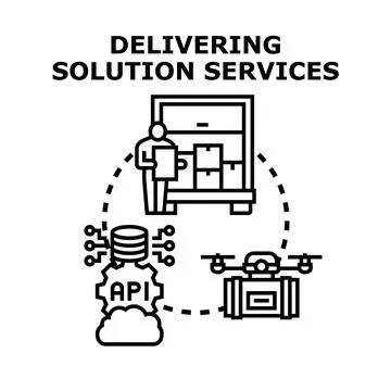 Delivering solution services concept for logistics and technology Stock Illustration