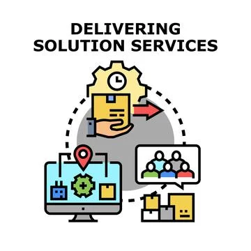 Delivering solution services concept with logistics process Stock Illustration