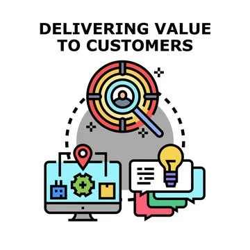 Delivering value to customers concept diagram Stock Illustration