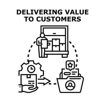 Delivering value to customers customer journey concept Stock Illustration