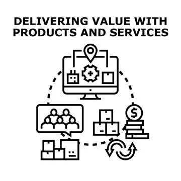 Delivering value with products and services concept illustration Stock Illustration