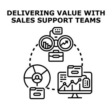 Delivering value with sales support teams concept 스톡 일러스트