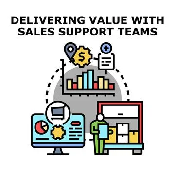 Delivering value with sales support teams concept Stock Illustration