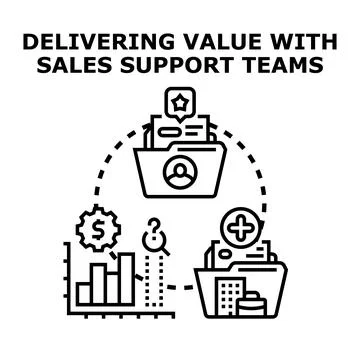 Delivering value with sales support teams icon イラスト素材