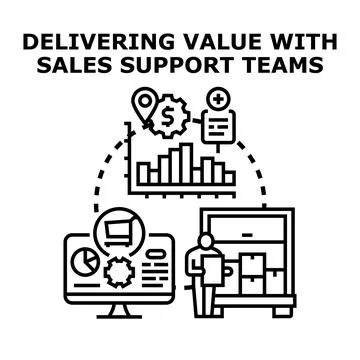Delivering value with sales support teams concept Stock Illustration