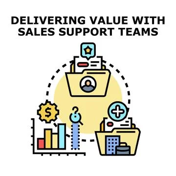 Delivering value with sales support teams icon Stock Illustration
