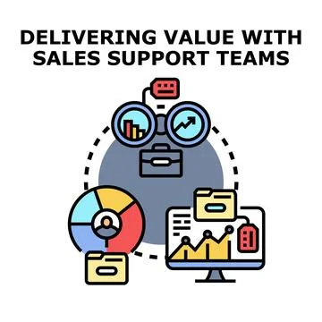 Delivering value with sales support teams concept 스톡 일러스트