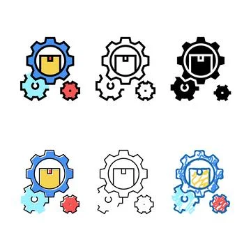 Delivering working mechanism color variations icon vector Stock Illustration