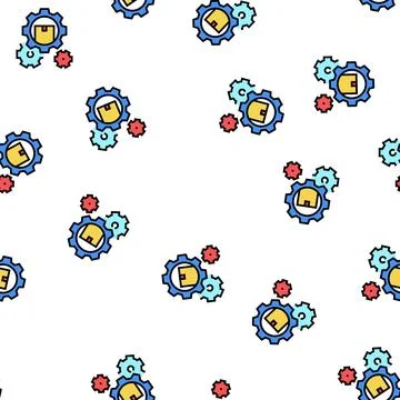 Delivering working mechanism vector seamless pattern Stock Illustration