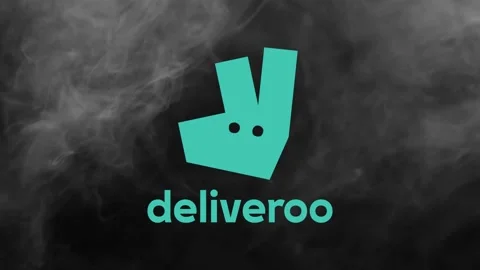 Deliveroo logo splits wave of smoke in half. Sharp as a knife. Concept of Stock Footage 148391007
