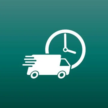 Delivery 24h truck with clock vector illustration. 24 hours fast delivery ser Stock Illustration
