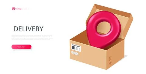 Delivery 3D box vector poster Stock Illustration