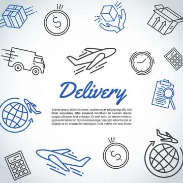 Delivery and express shipment background. Courier and shipping elements. Logi Stock Illustration