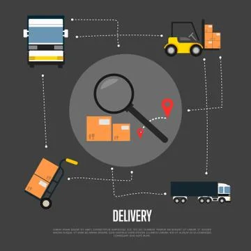 Delivery and freight shipment flowchart Stock Illustration