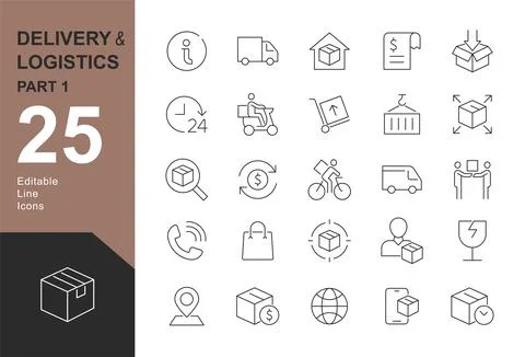 Delivery and Logistic Editable Icons set. Stock Illustration